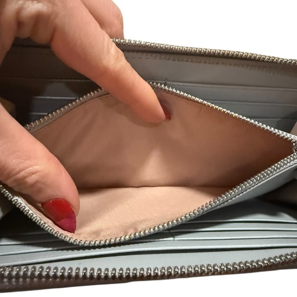 MCM Visetos Zip-Around Continental Wallet Light Blue Silver Monogram - Picture 9 of 9